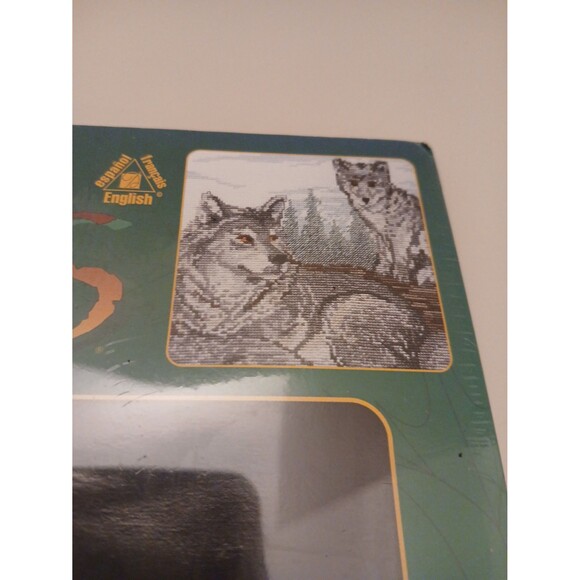 Crossstitch needle point wolf family wall art 11" x 16" - Picture 3 of 5